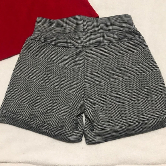 Glen Plaid Shorts High Waist Career Casual Black White Size S/M - Picture 2 of 5